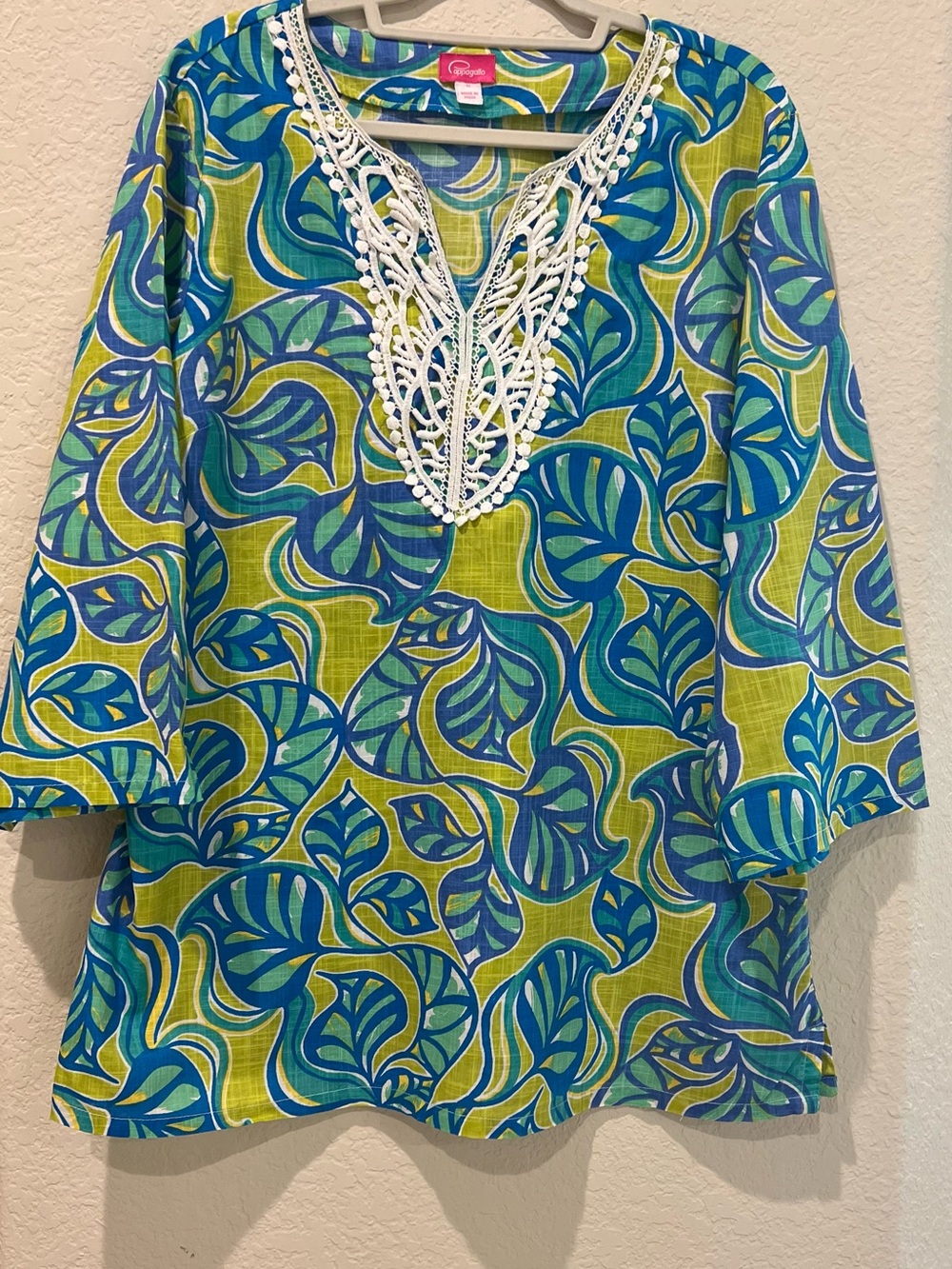 Pappagallo Tropical Print Tunic / Swim Cover-Up Dress – Women’s XL – 100% Cotton